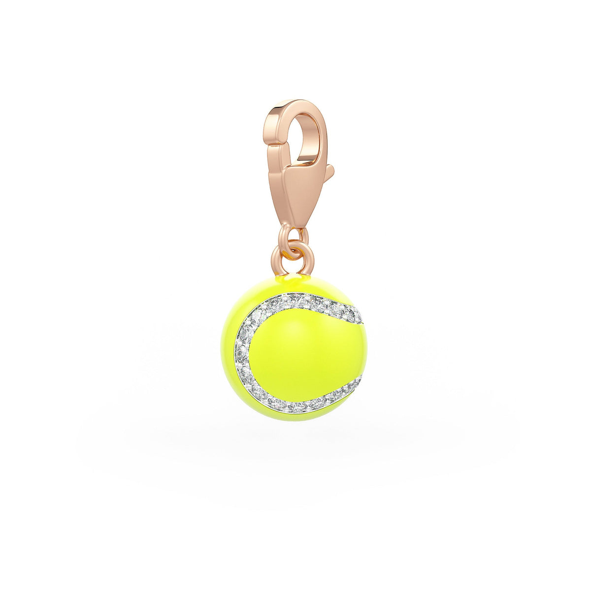 Diamond Tennis Ball Charm 0.25ct in Rose Gold Enamel