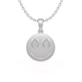 18ct White Gold Diamond Necklace Smiley Emoji Face
