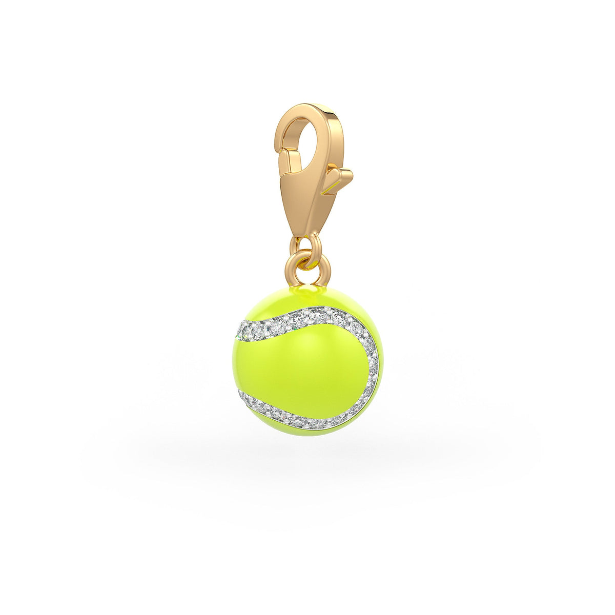 Diamond Tennis Ball Charm 0.25ct in Yellow Gold Enamel