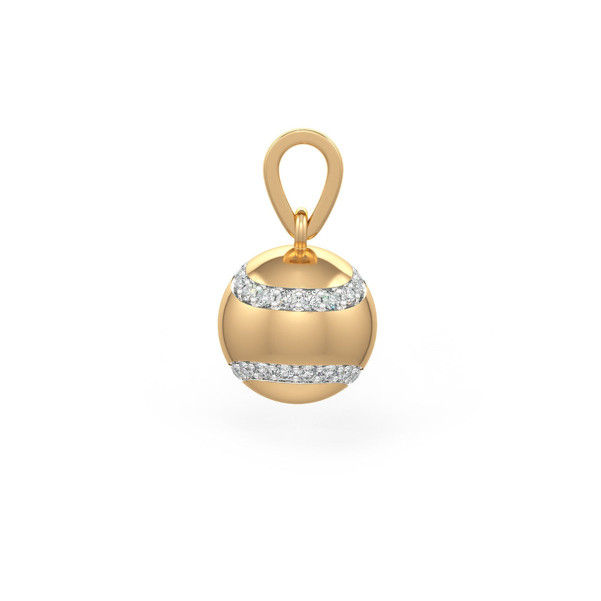 Diamond Tennis Ball Pendant in Yellow Gold 0.25ct (without chain)
