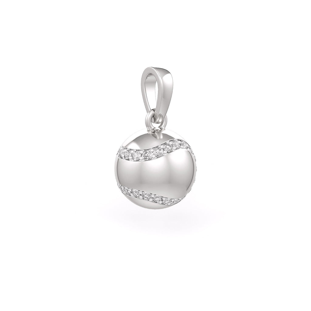 Diamond Tennis Ball Pendant in White Gold 0.25ct (without chain)