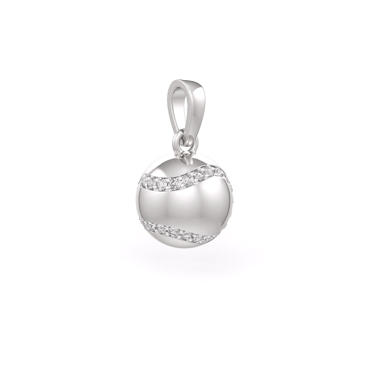Diamond Tennis Ball Pendant in White Gold 0.25ct (without chain)