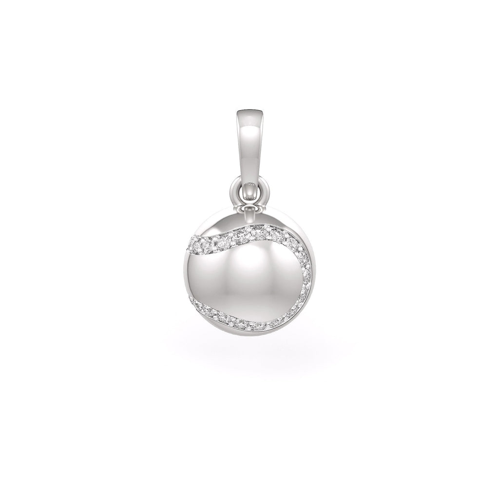 Diamond Tennis Ball Pendant in White Gold 0.25ct (without chain)