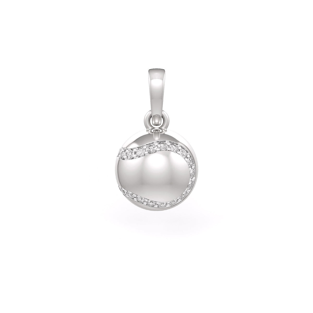 Diamond Tennis Ball Pendant in White Gold 0.25ct (without chain)