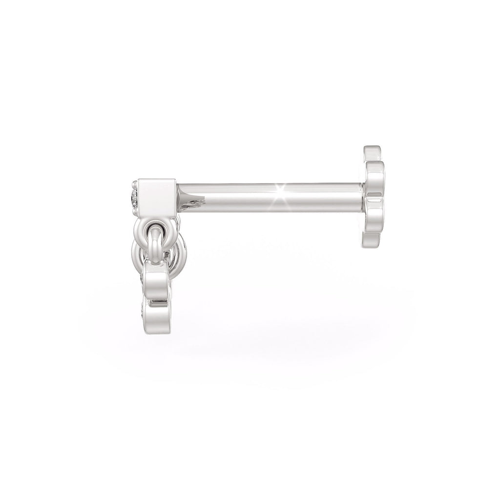 Waterfall nose stud with 0.10ct diamonds