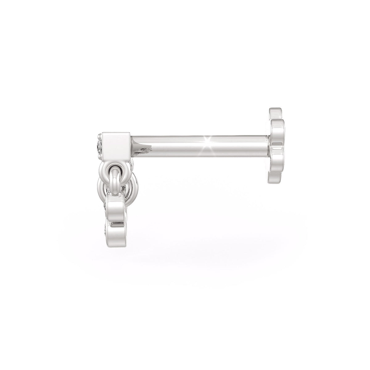 Waterfall nose stud with 0.10ct diamonds