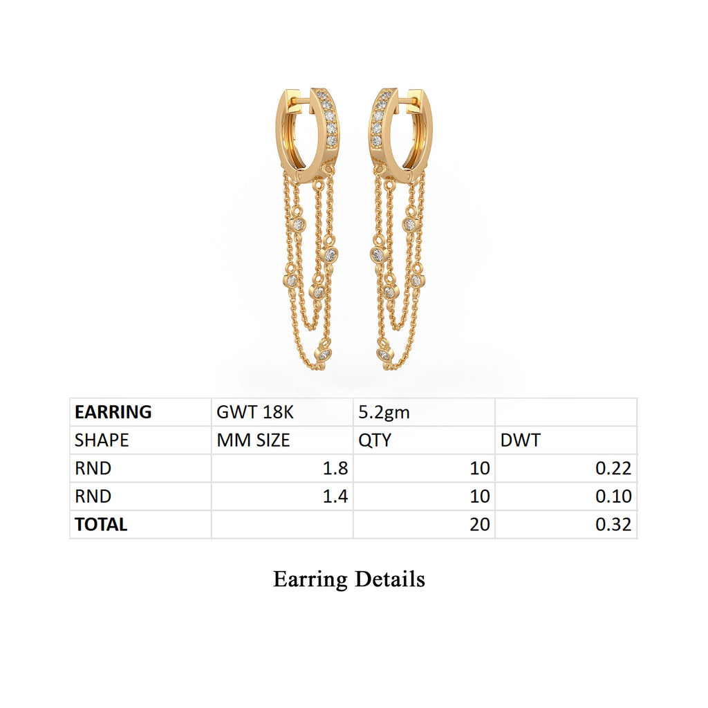 Gold hoop earrings with earring details table