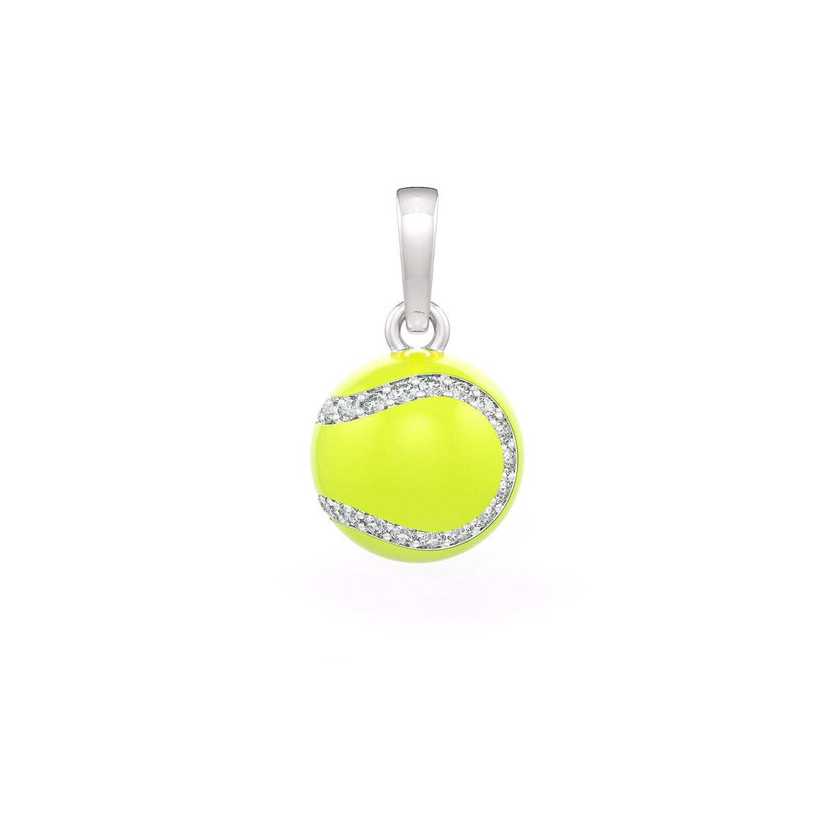 Diamond Tennis Ball Pendant in White Gold 0.25ct (without chain) with Enamel