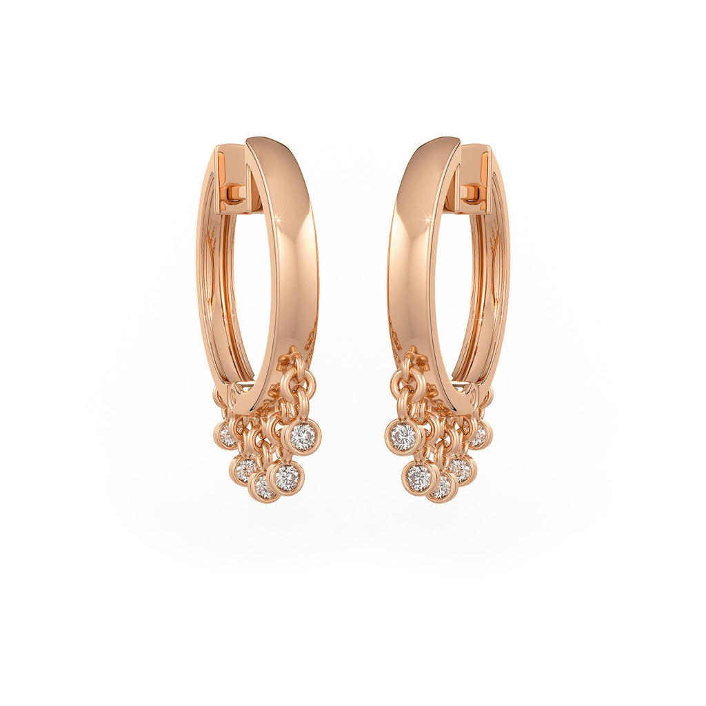 Dewdrop diamond hoops earrings in 18ct rose gold
