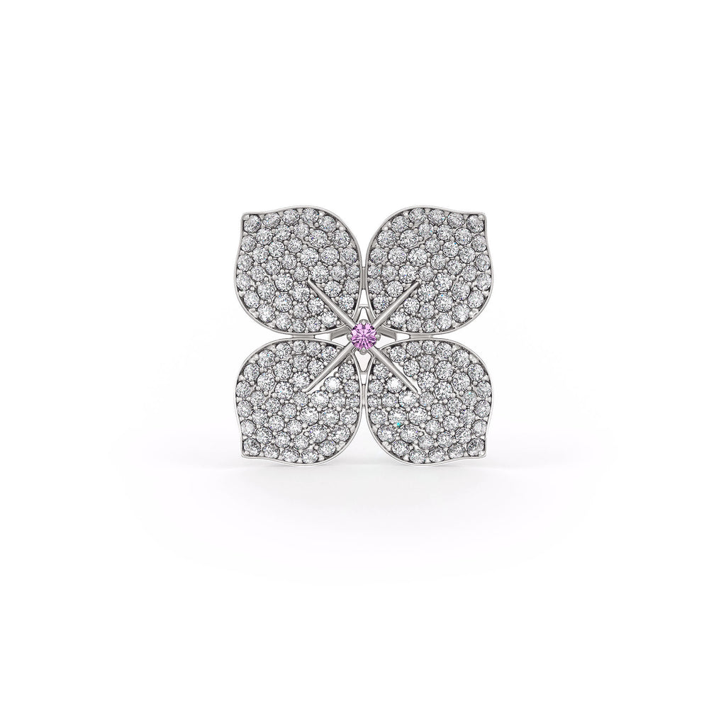 Sparkling hydrangea diamond earrings gold