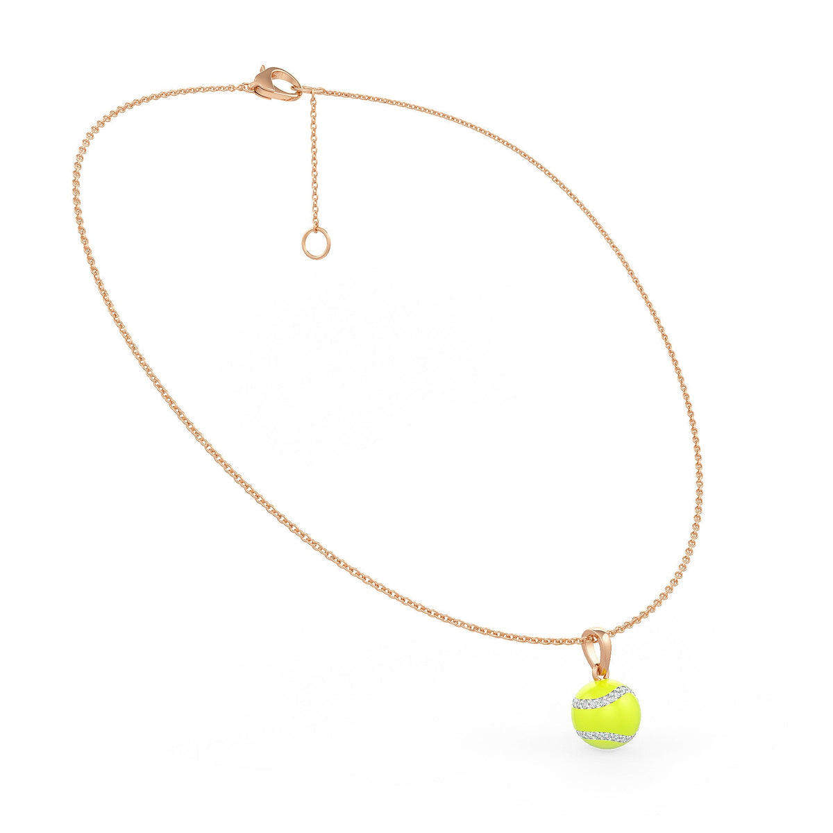 Diamond Tennis Ball Pendant in Rose Gold 0.25ct (without chain) with Enamel