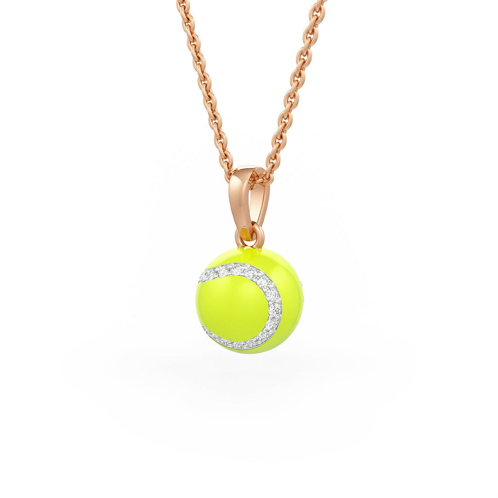 Diamond Tennis Ball Pendant in Rose Gold 0.25ct (without chain) with Enamel