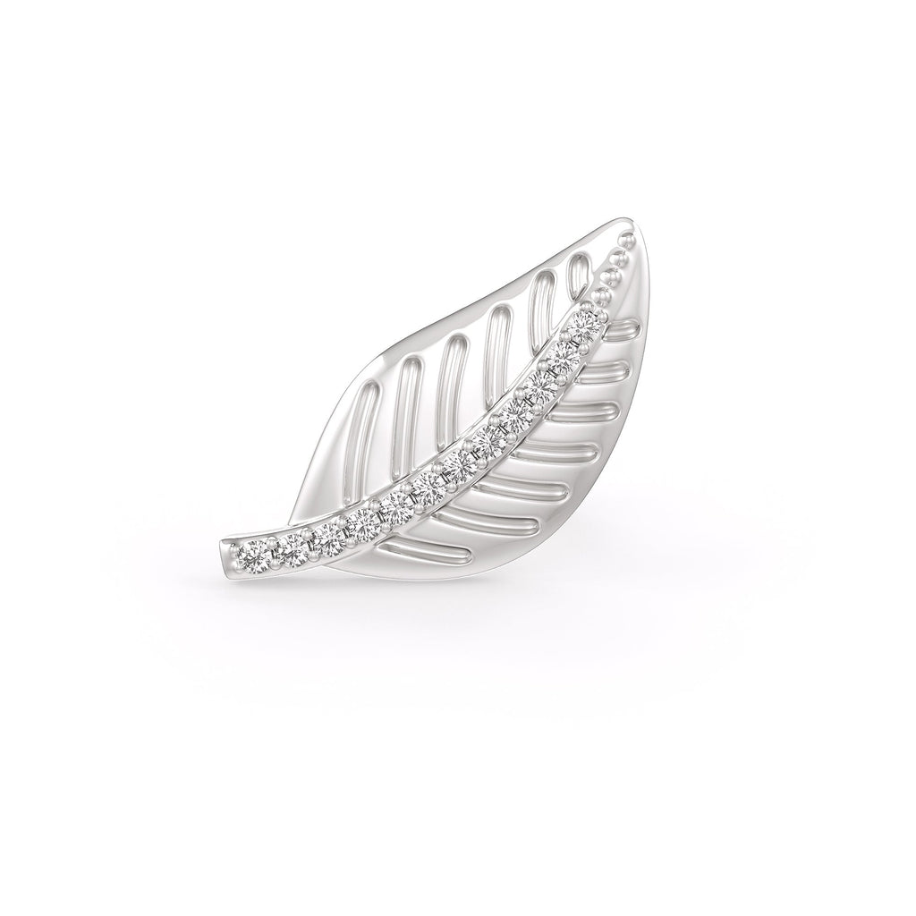 Delicate diamond leaf threaded nose stud
