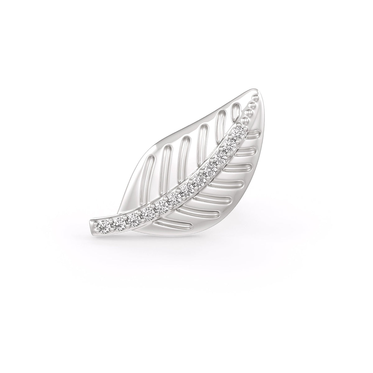 Delicate diamond leaf threaded nose stud
