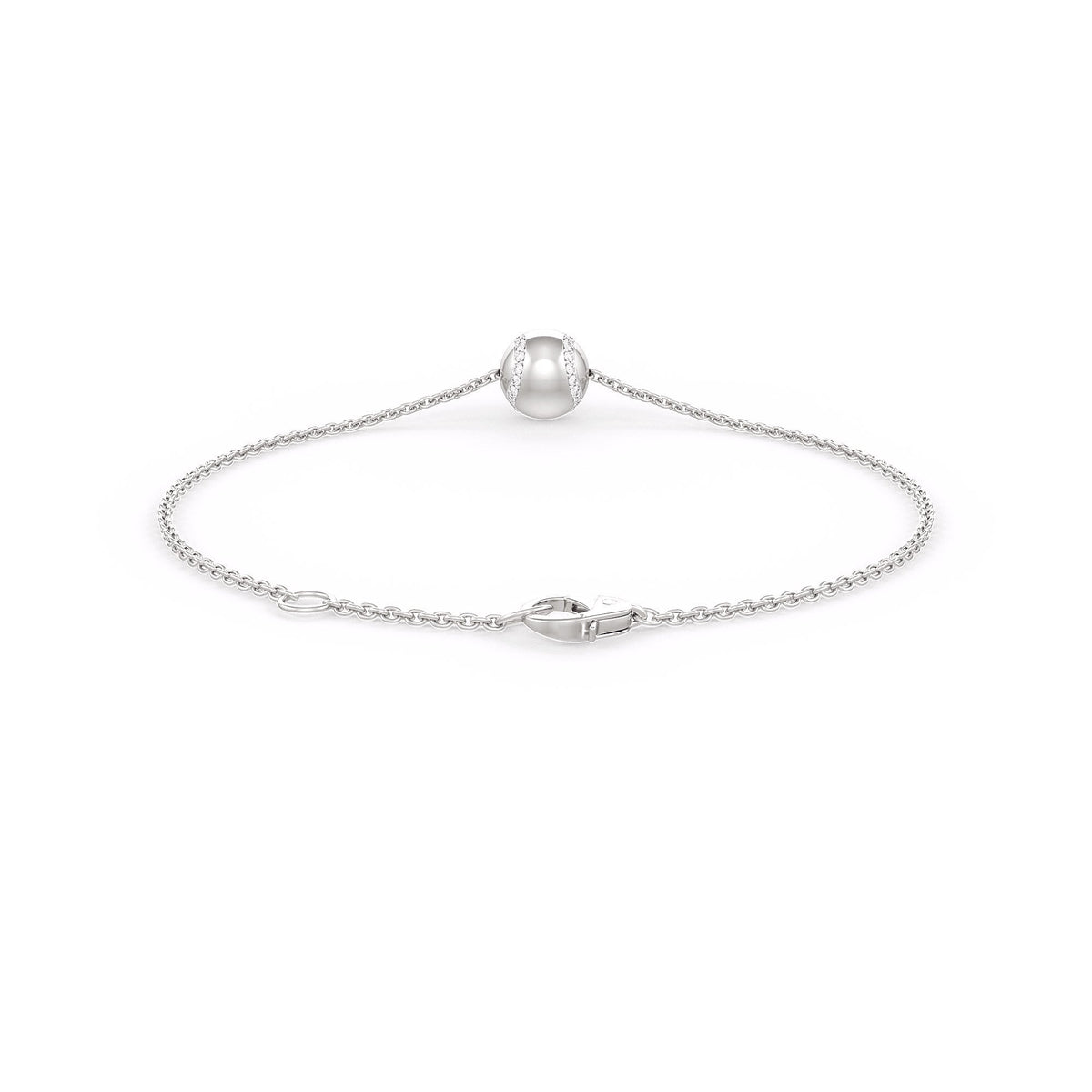 White bracelet with a single pearl