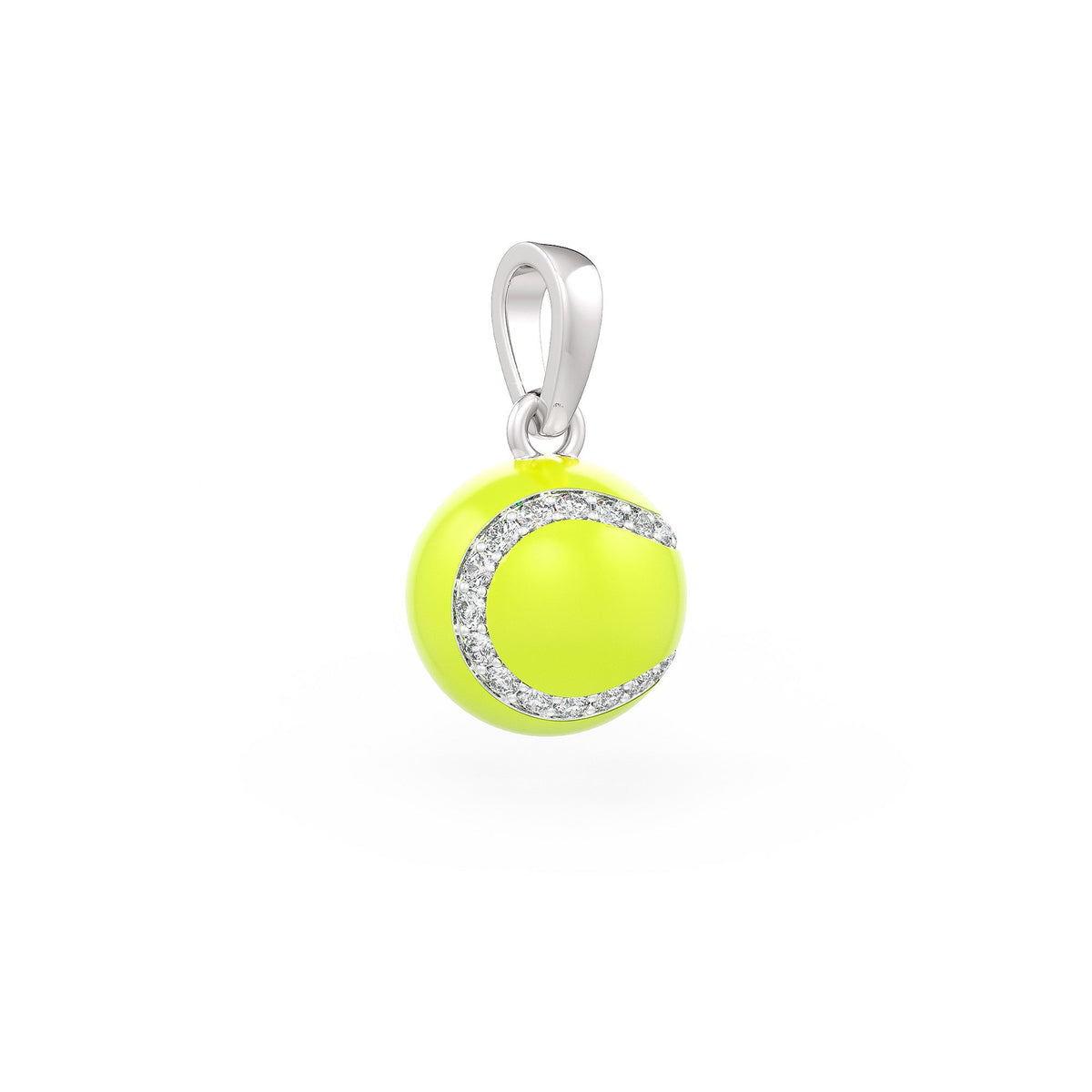 Diamond Tennis Ball Pendant in White Gold 0.25ct (without chain) with Enamel