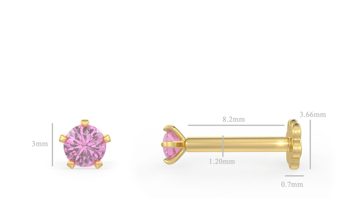  Piercing al naso in zaffiro rosa e oro bianco