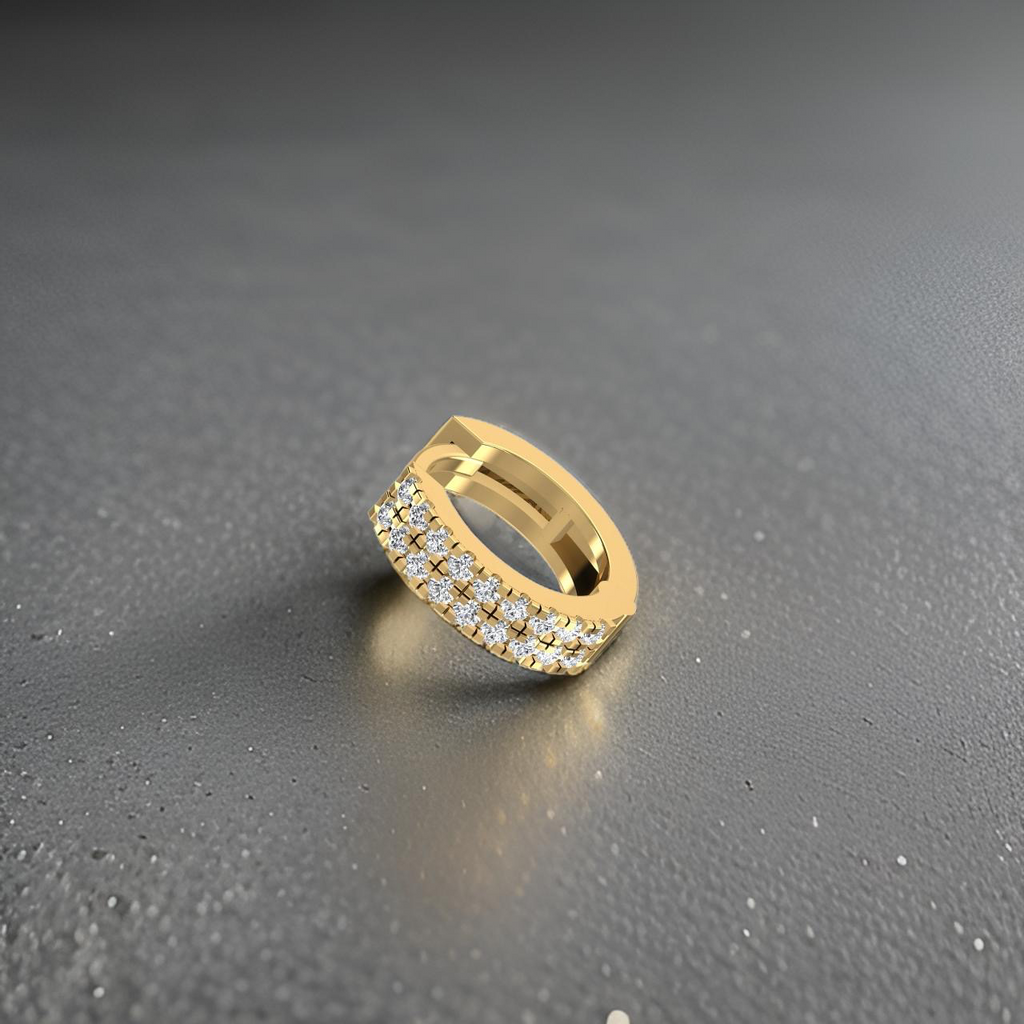 Premium yellow gold diamond ear hoop