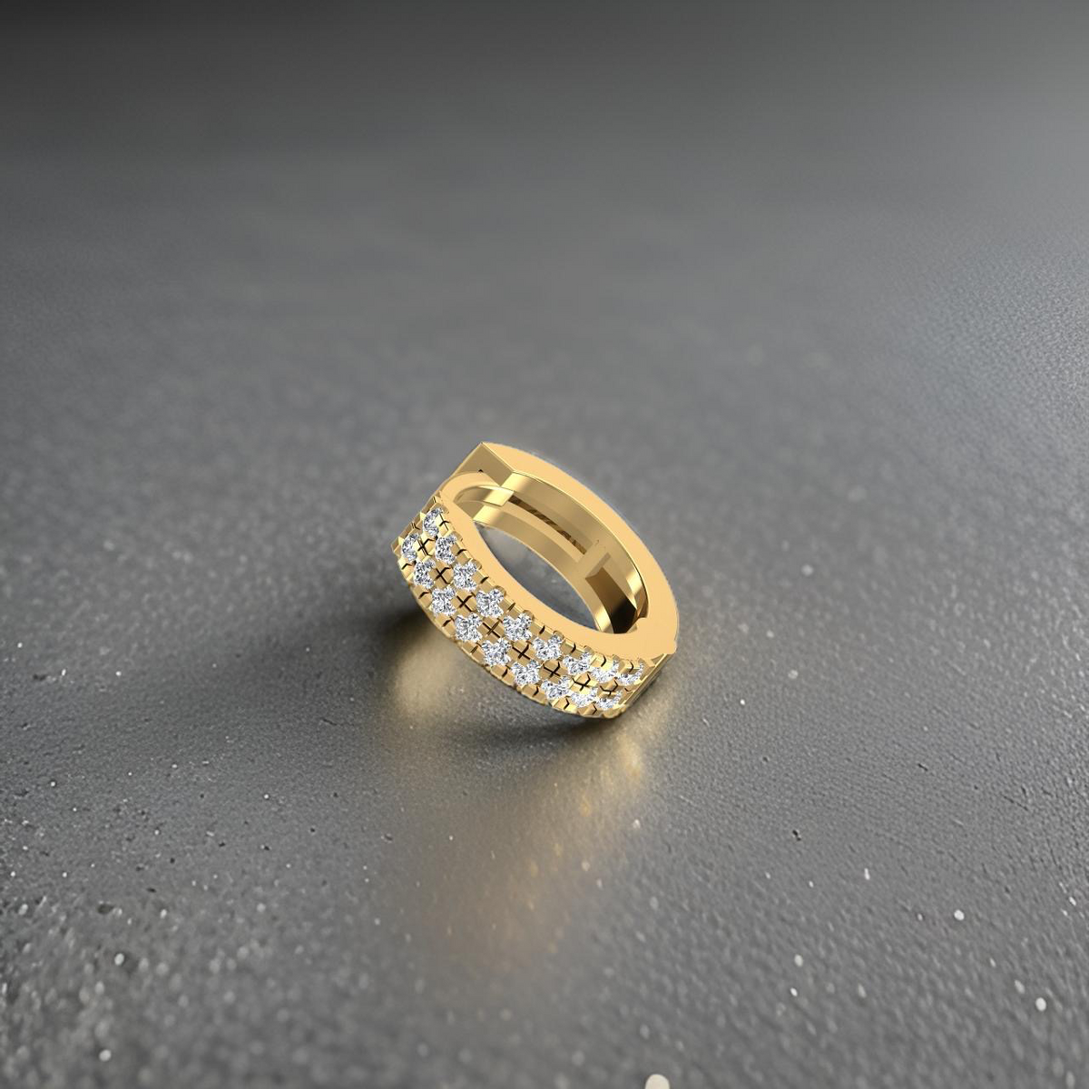 Premium yellow gold diamond ear hoop