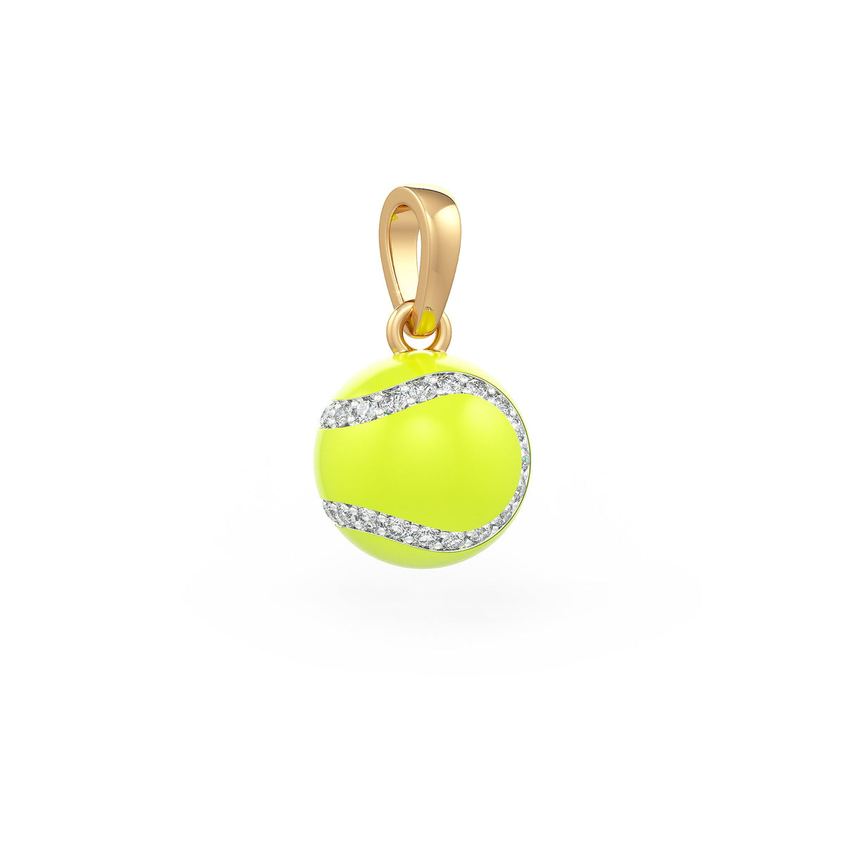 Diamond Tennis Ball Pendant in Yellow Gold 0.25ct (without chain) with Enamel