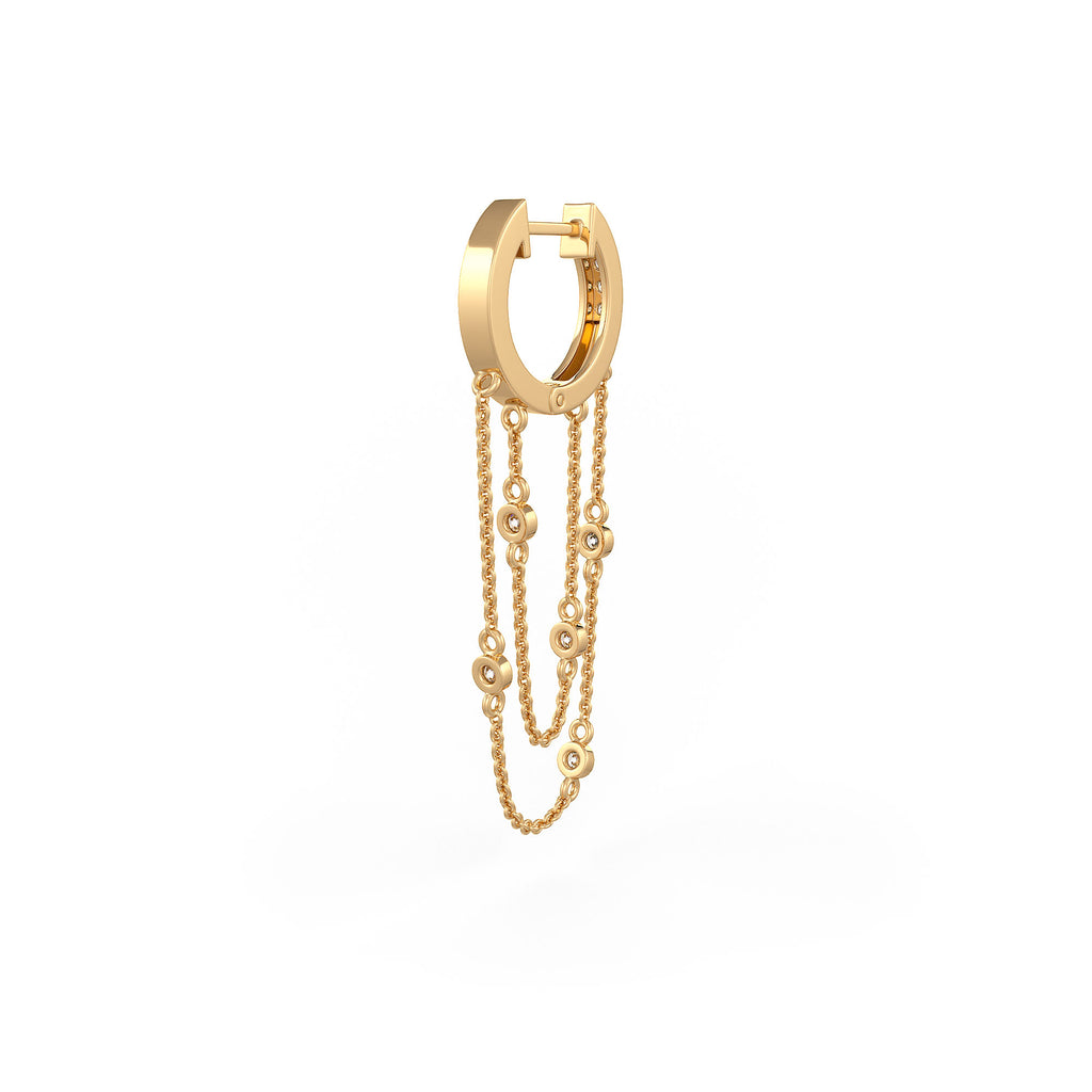 Double Chain Eternity Hoops Yellow Gold