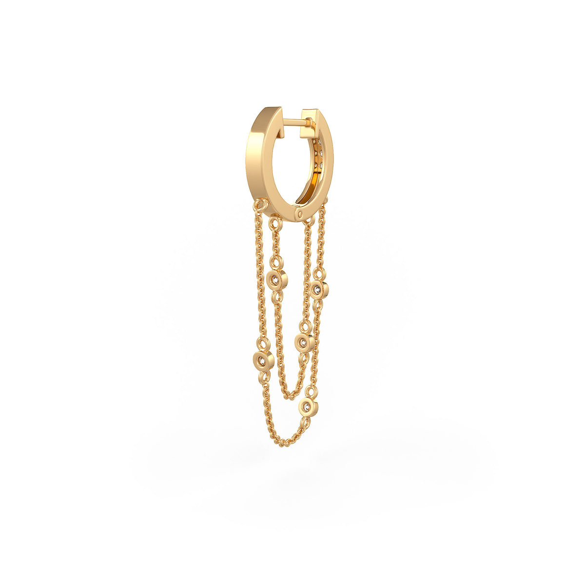 Double Chain Eternity Hoops Yellow Gold