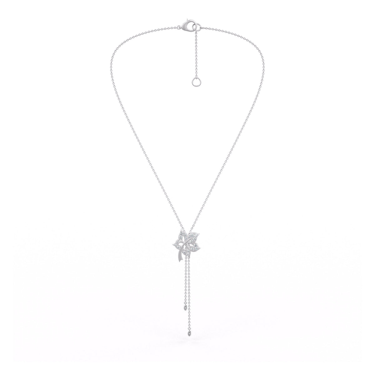2.5cm flower diamond lariat necklace