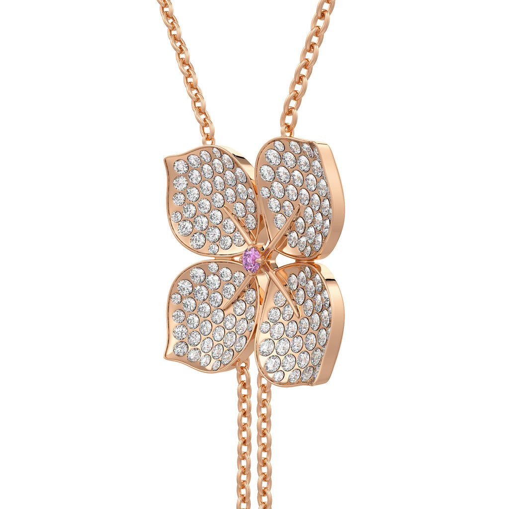 Diamond Necklace Hydrangea Flower 1.80ct 18ct Rose Gold