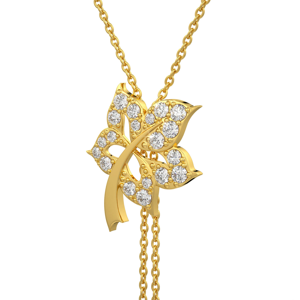  Collana Time Capsule Flower Lariat con diamanti in oro giallo 18 carati