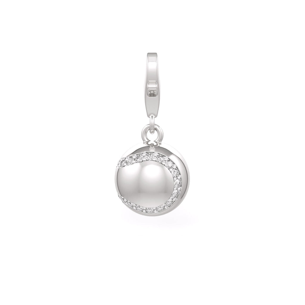 Diamond Tennis Ball Charm 0.25ct in White Gold