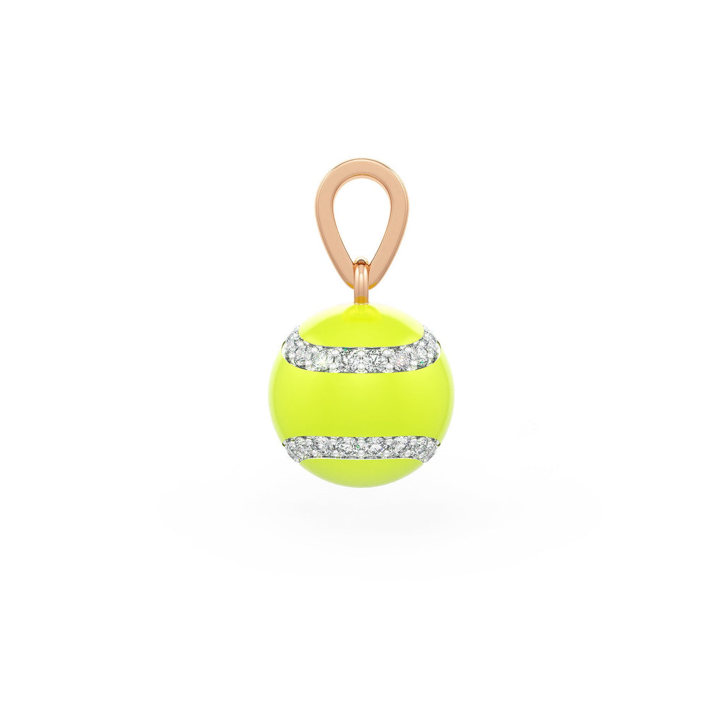 Diamond Tennis Ball Pendant in Rose Gold 0.25ct (without chain) with Enamel