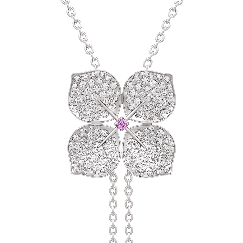 Diamond Necklace Hydrangea Flower 1.80ct 18ct White Gold