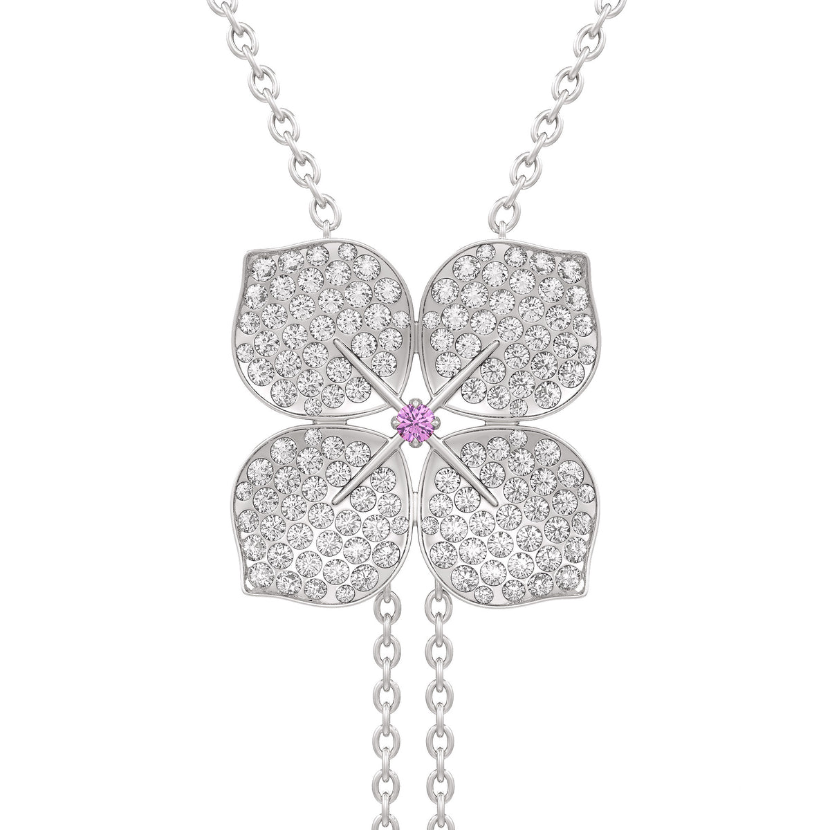 Diamond Necklace Hydrangea Flower 1.80ct 18ct White Gold