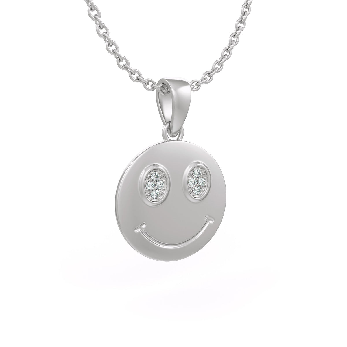Cervin Blanc white gold diamond smiley emoji face necklace