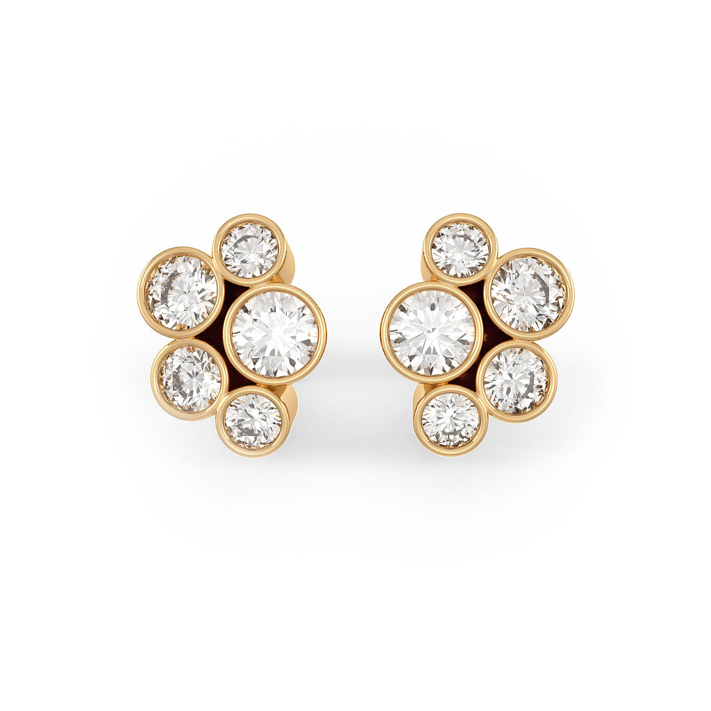 Boucles d'oreilles en or jaune avec diamant bulle de 1 carat