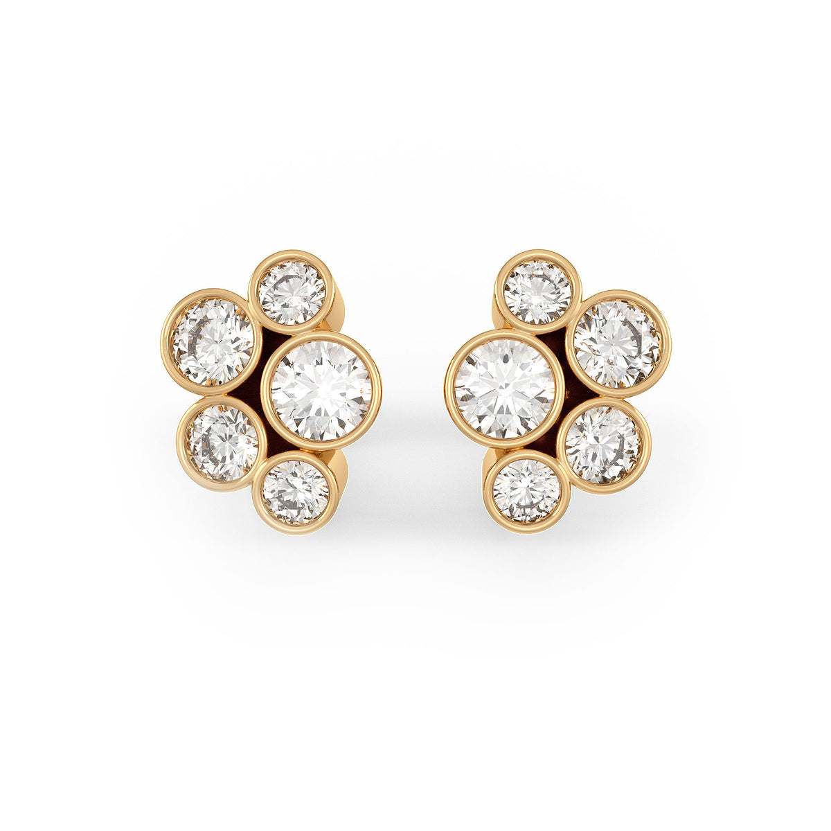 Boucles d'oreilles en or jaune avec diamant bulle de 1 carat
