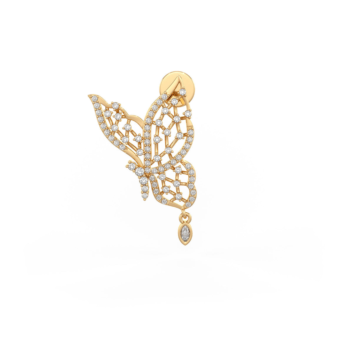 Luxury 18ct gold butterfly earrings 0.50ct