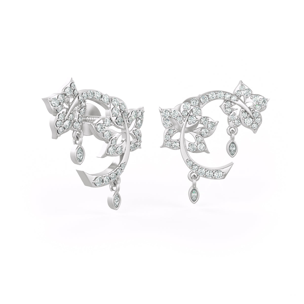 Boucles d'oreilles puces en forme de fleur serties de diamants de 0,52 ct