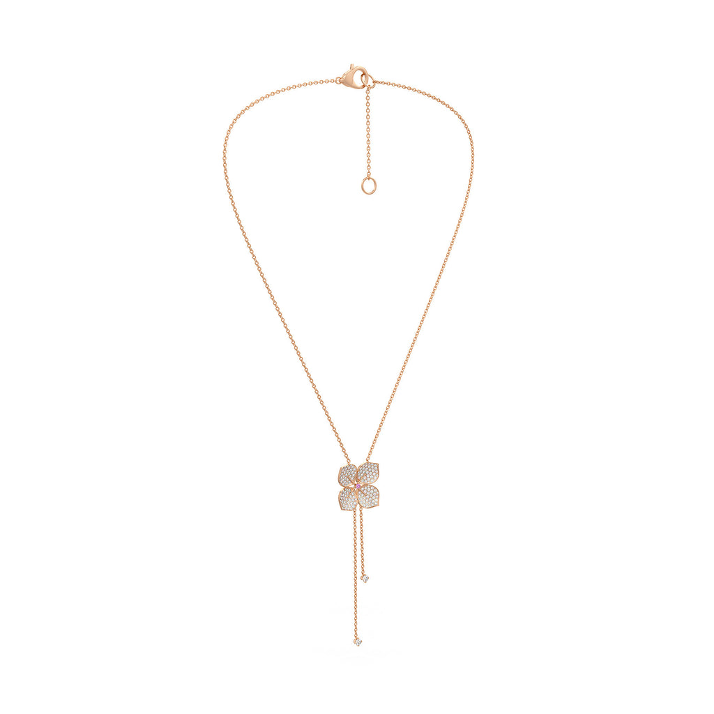 Diamond Necklace Hydrangea Flower 1.80ct 18ct Rose Gold