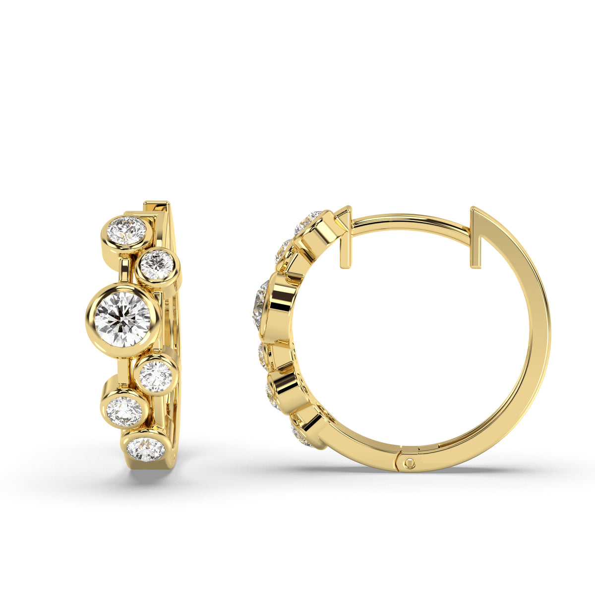 0.50ct Diamond Bubble Hoop Earrings Yellow Gold