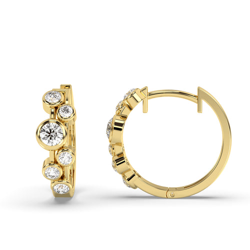 0.50ct Diamond Bubble Hoop Earrings Yellow Gold