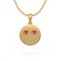 18ct yellow gold ruby heart eyes emoji necklace with elegant pendant