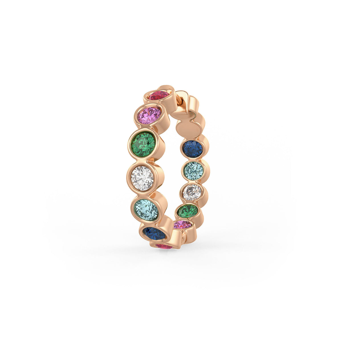 Sapphire and Diamond Hoop Earrings Rose Gold