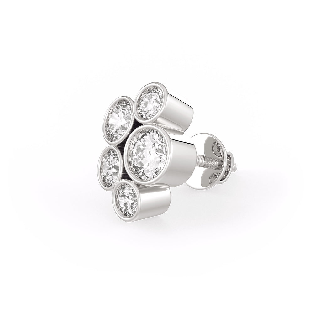 1ct Bubble Diamond Earrings White Gold