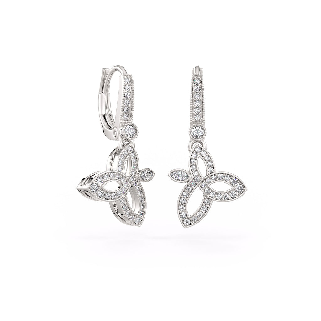 Luxurious diamond lotus flower earrings