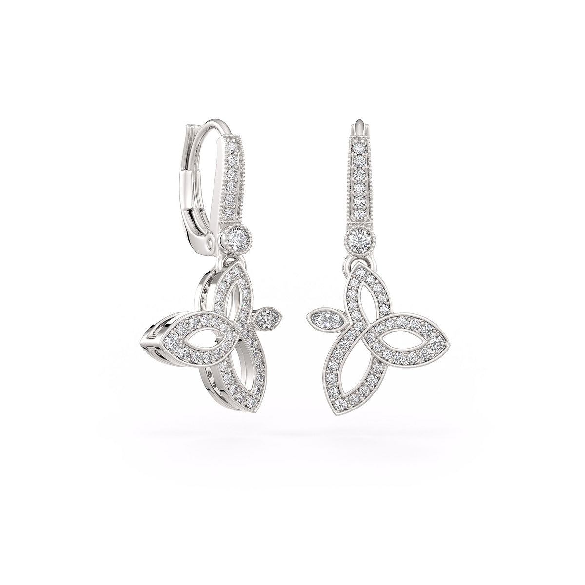 Luxurious diamond lotus flower earrings