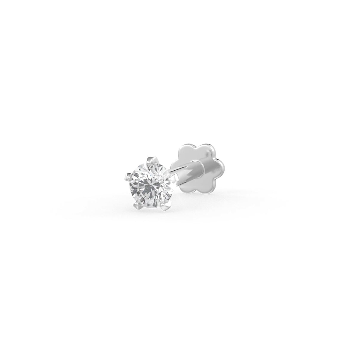 Puce de nez solitaire en diamant | Or blanc 18 carats