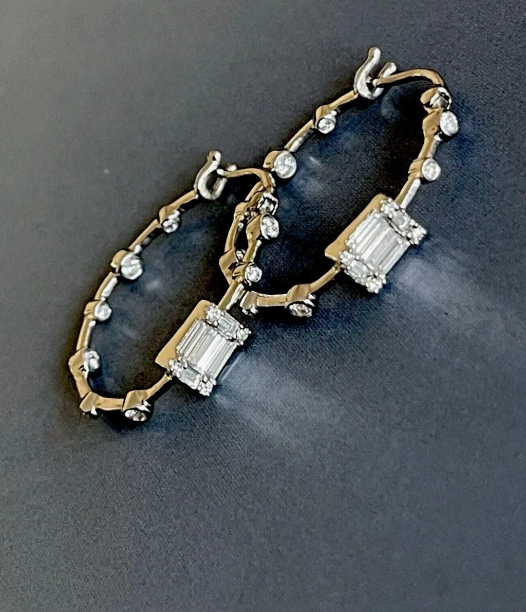 Inside Out Diamond Hoops White Gold