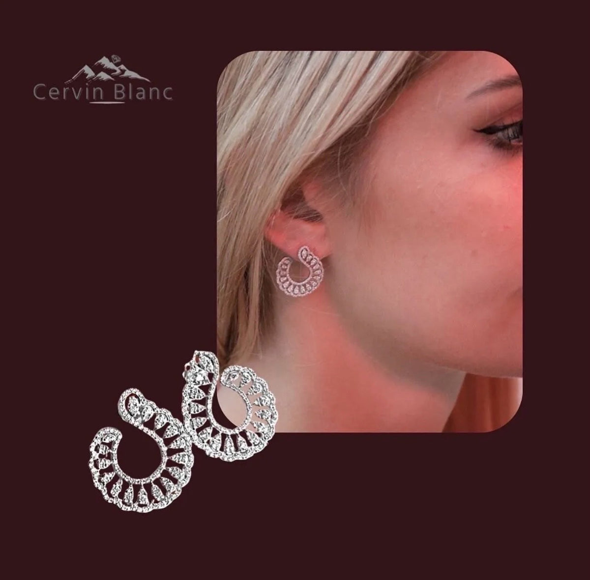 Intricate Diamond Hoop Earrings White Gold