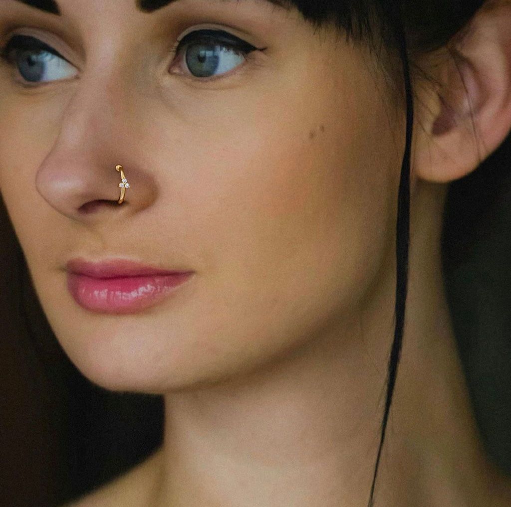 Yellow Gold Trilogy Nose Ring